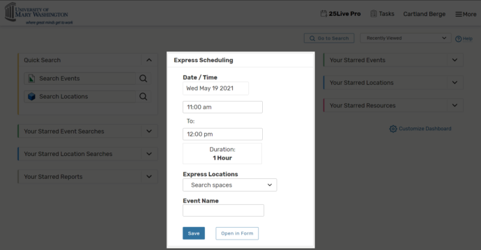 25Live Express Scheduling - Events and Conferencing